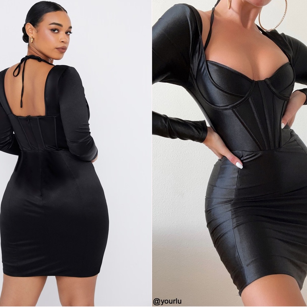 HouseofCB Black Faux Leather Dress - Picture 6 of 6